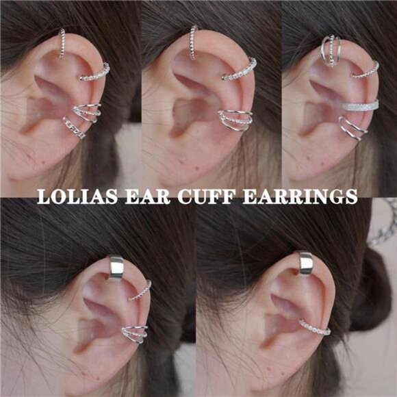 𝐄𝐚𝐫 𝐂𝐮𝐟𝐟 𝐄𝐚𝐫𝐫𝐢𝐧𝐠𝐬 for Women Non Piercing Gold Ear Cuffs 𝟏𝟒𝐊 - Picture 6 of 7